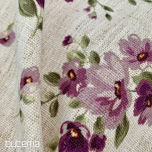 Tovaglia e sciarpa FIORI LINO viola