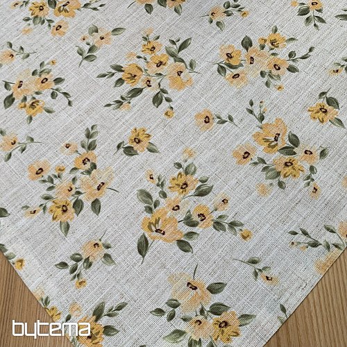 Tovaglia e sciarpa FIORI LINO giallo