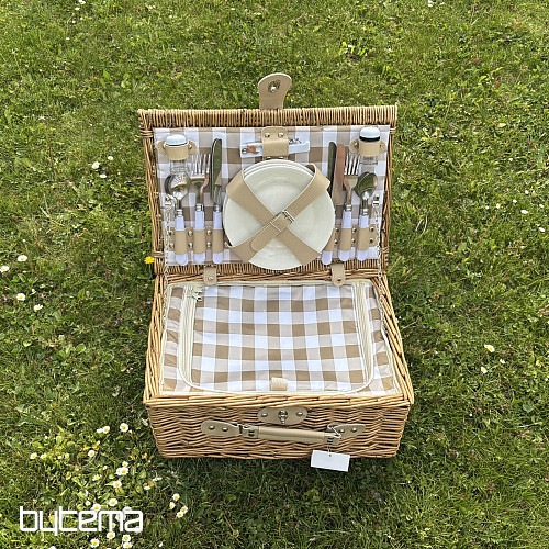 Cestino da picnic GARDEN a quadri beige per 4 persone