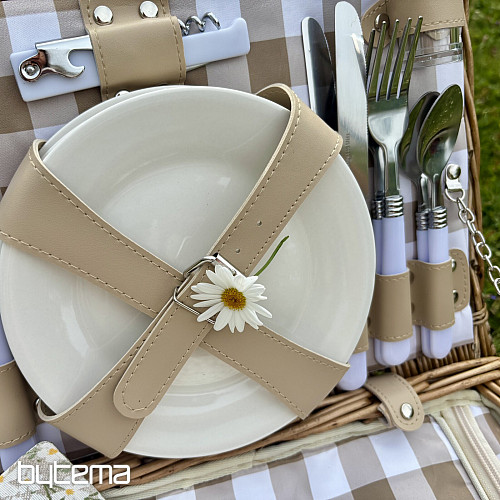 Cestino da picnic GARDEN a quadri beige per 4 persone