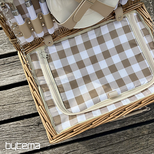 Cestino da picnic GARDEN a quadri beige per 4 persone