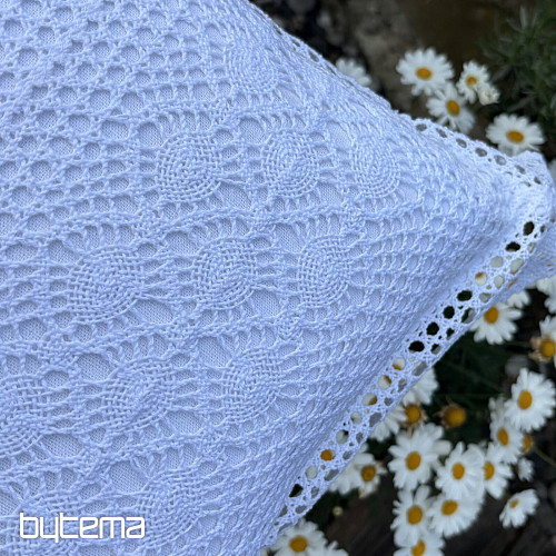 Copertura decorativa in pizzo FIORI piccoli bianchi