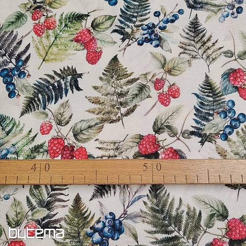 Tessuto decorativo con motivo di bacche di bosco