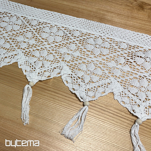 Tenda in vetro colorato finita FIORI ALL'UNCINETTO BIANCO