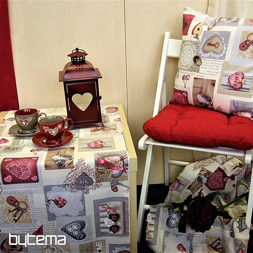 Tessuto decorativo HEART SHABBY bordeaux