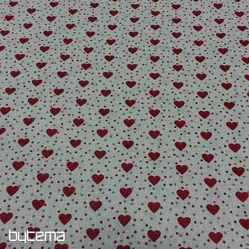 Tessuto in cotone MINI HEART 04 cuore rosso, grigio