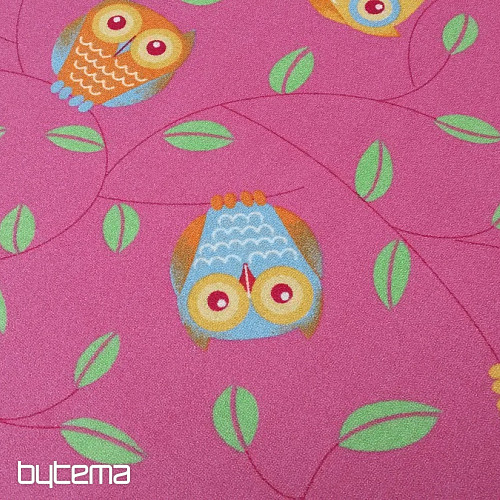 Tappeto per ragazze GUFI - Gufo felice rosa