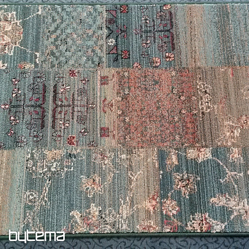 Lussuoso tappeto da corsa in lana ROYAL PATCHWORK verde