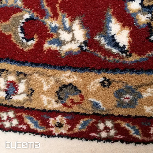 Tappeto rotondo in lana ORIENT crema, finiture bordeaux