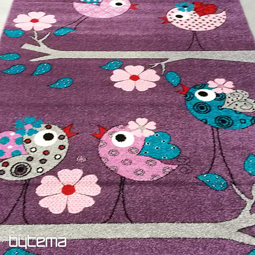 Tappeto per bambini BELLA BIRDS lilla