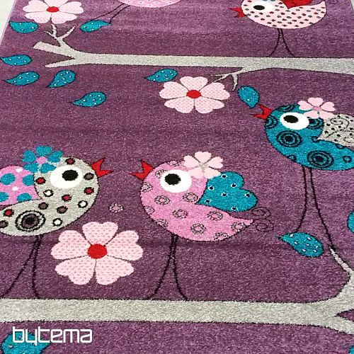 Tappeto per bambini BELLA BIRDS lilla