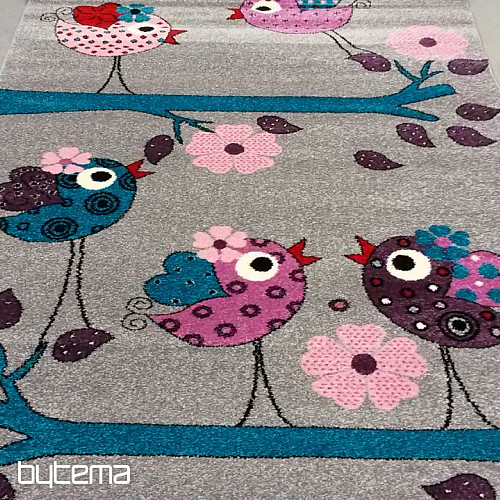 Tappeto per bambini BELLA BIRDS grigio