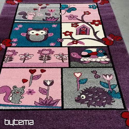 Tappeto per bambini ANIMALS lilla