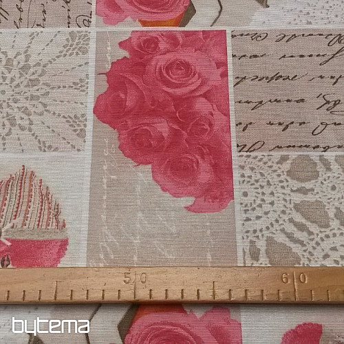 Tessuto decorativo Rose pizzo rosa