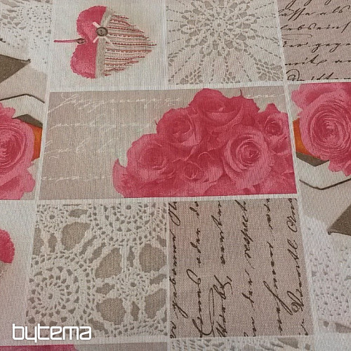Tessuto decorativo Rose pizzo rosa