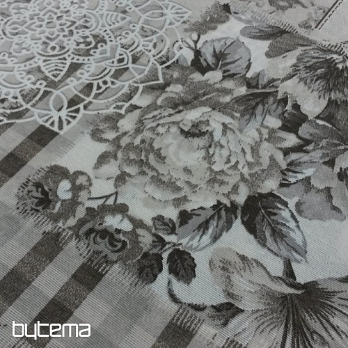 Tessuto decorativo Fiori CINTIA grigio