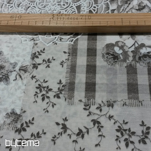 Tessuto decorativo Fiori CINTIA grigio