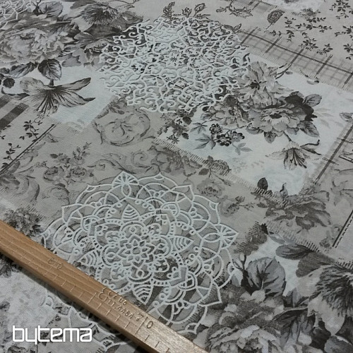 Tessuto decorativo Fiori CINTIA grigio