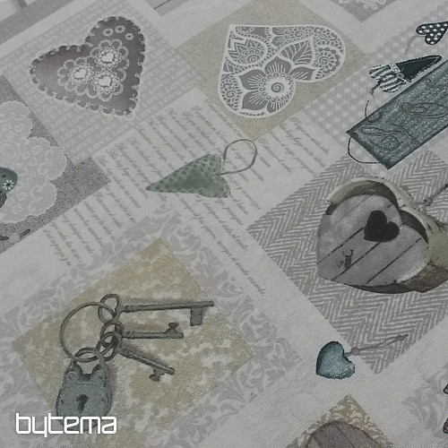 Tessuto decorativo HEART SHABBY verde