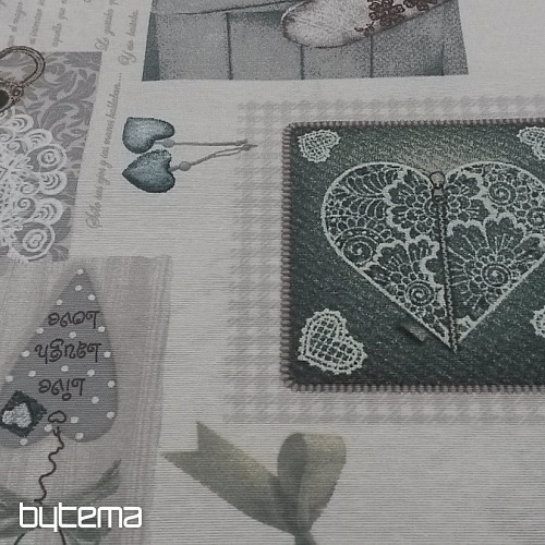 Tessuto decorativo HEART SHABBY verde