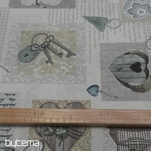 Tessuto decorativo HEART SHABBY verde