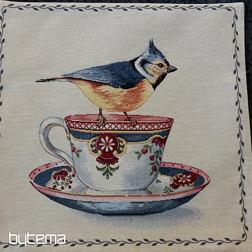 Fodera per cuscino arazzo Uccelli su una tazza 1