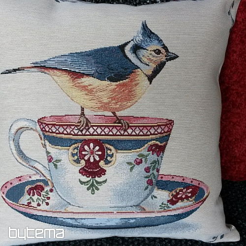 Fodera per cuscino arazzo Uccelli su una tazza 1