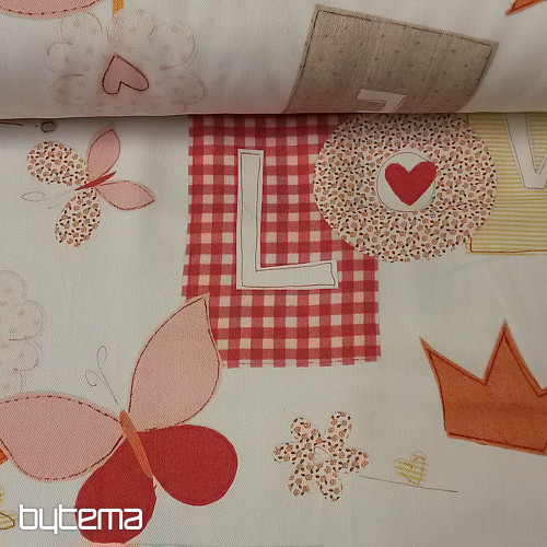 Tessuto decorativo per bambini TWIST C01 LOVE arancione