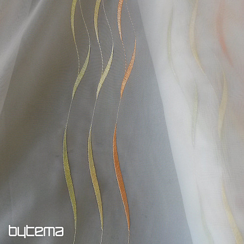 Tenda in voile con ricamo Gerster verde, giallo, arancione 195/0057/70