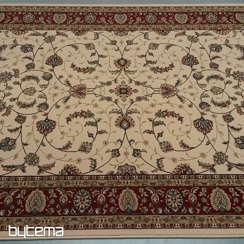 Tappeto classico in lana ORIENT crema, finiture bordeaux