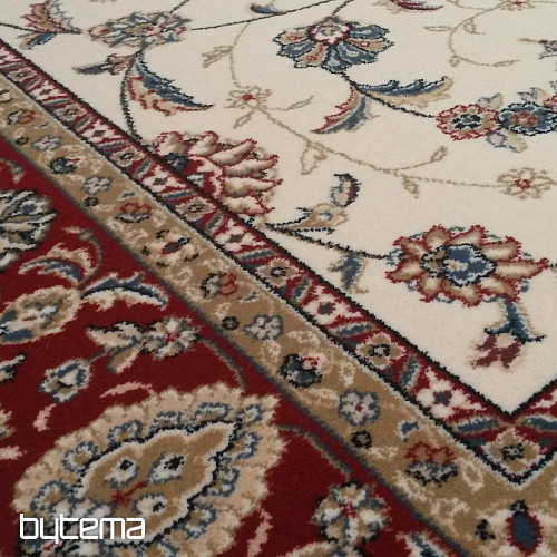 Tappeto classico in lana ORIENT crema, finiture bordeaux