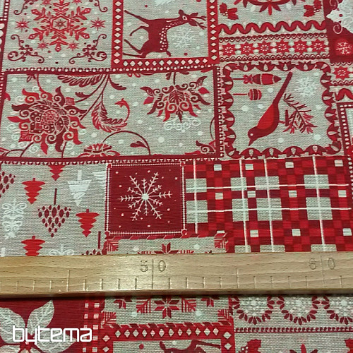 Tessuto decorativo natalizio TIROL rosso