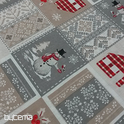 Tessuto decorativo natalizio BABBO NATALE grigio