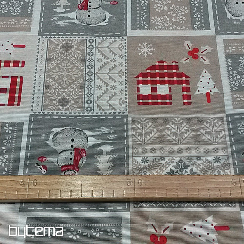 Tessuto decorativo natalizio BABBO NATALE grigio