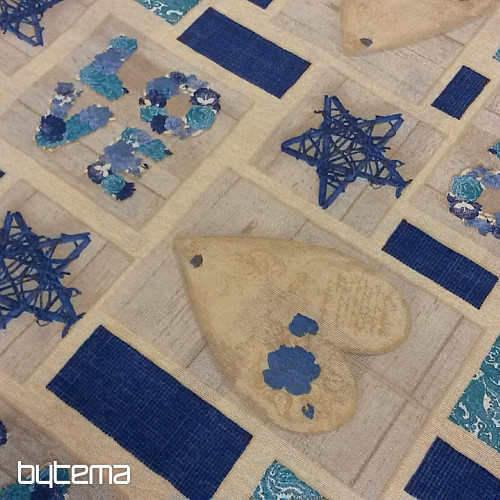Tessuto decorativo LOVE CHRISTMAS blu