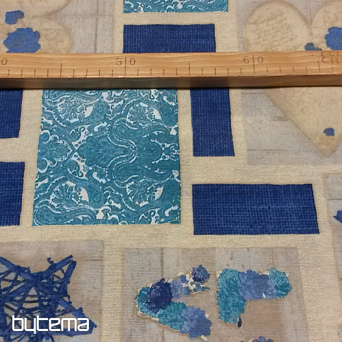 Tessuto decorativo LOVE CHRISTMAS blu