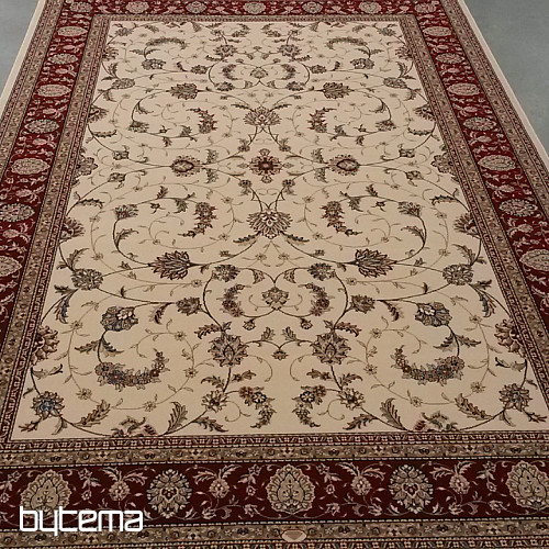 Tappeto classico in lana ORIENT crema, finiture bordeaux