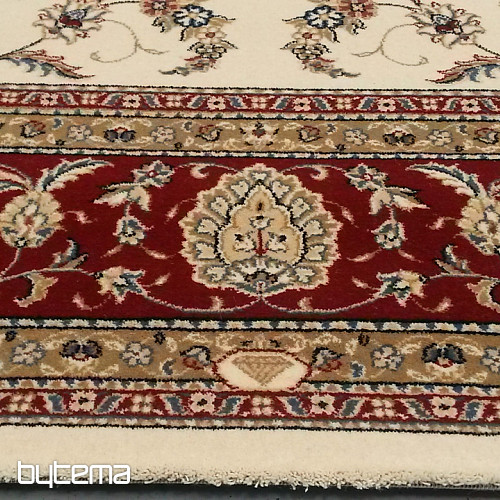 Tappeto classico in lana ORIENT crema, finiture bordeaux