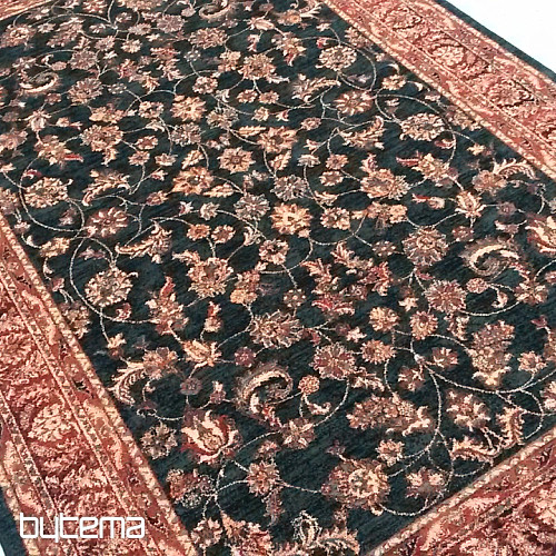 Lussuosi tappeti in lana ROYAL all-over flower verde/nero