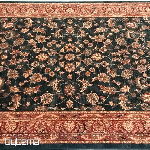 Lussuosi tappeti in lana ROYAL all-over flower verde/nero