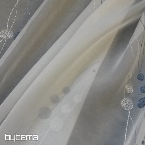 Tenda in voile con ricamo grigio-blu Gerster 11115/800