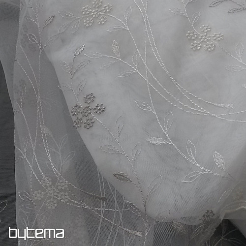 Tenda di lusso ricamata GERSTER 11443 bianco - beige