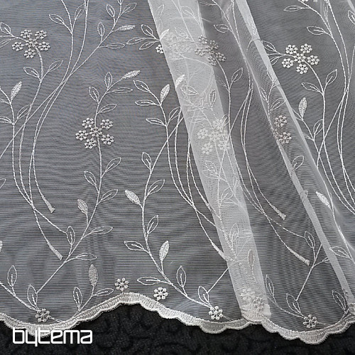 Tenda di lusso ricamata GERSTER 11443 bianco - beige