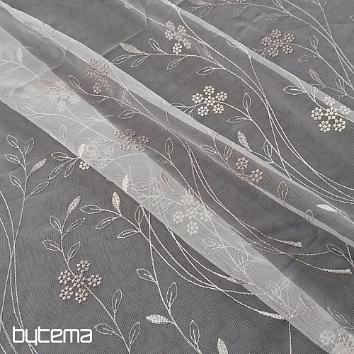 Tenda di lusso ricamata GERSTER 11443 bianco - beige