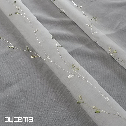 Tenda di lusso ricamata GERSTER 11545 bianco - verde