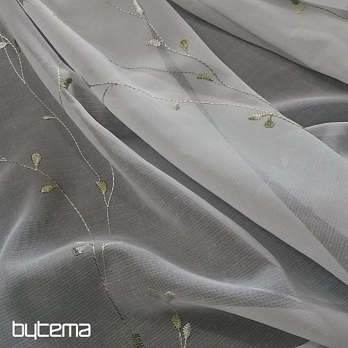 Tenda di lusso ricamata GERSTER 11545 bianco - verde