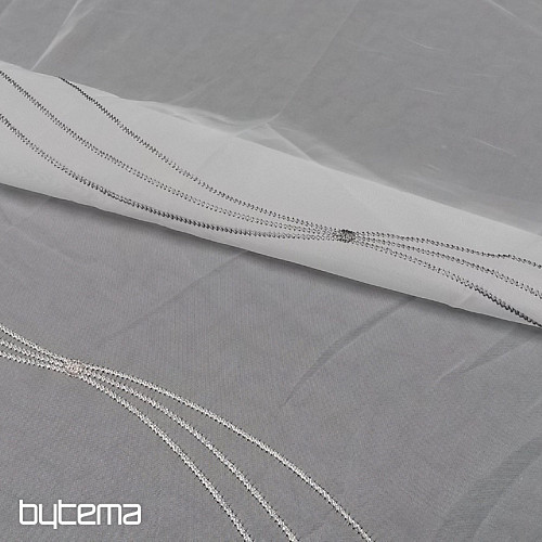 Tenda di lusso ricamata bianco - grigio/beige GERSTER 556/0810