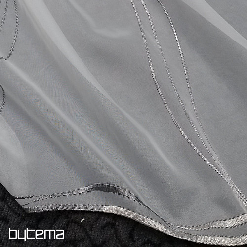 Tenda di lusso ricamata bianco - grigio/beige GERSTER 556/0810