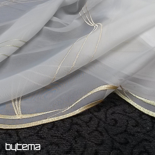 Tenda di lusso ricamata bianco - verde/giallo GERSTER 556 /53
