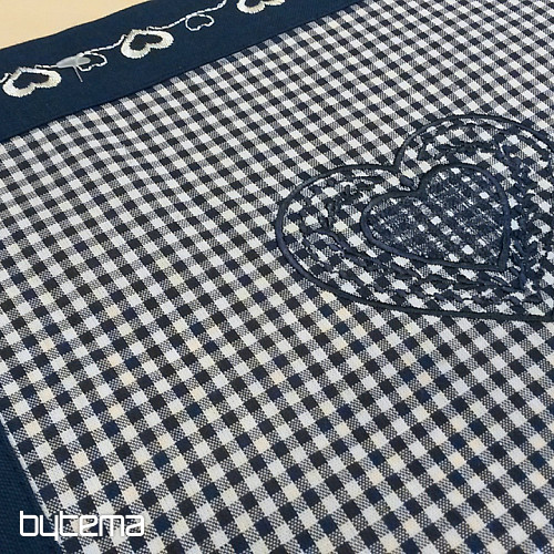 Tovaglia e sciarpa ricamate COUNTRY STYLE blu